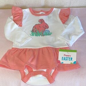 Pink & White Easter Bunny Ruffle Skirt Bodysuit - Cute Baby One-Piece